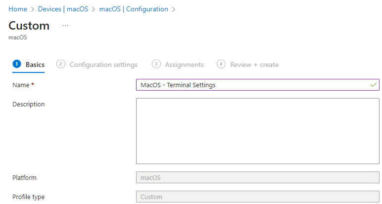 Creating a custom profile in Intune for macOS